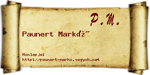 Paunert Markó névjegykártya